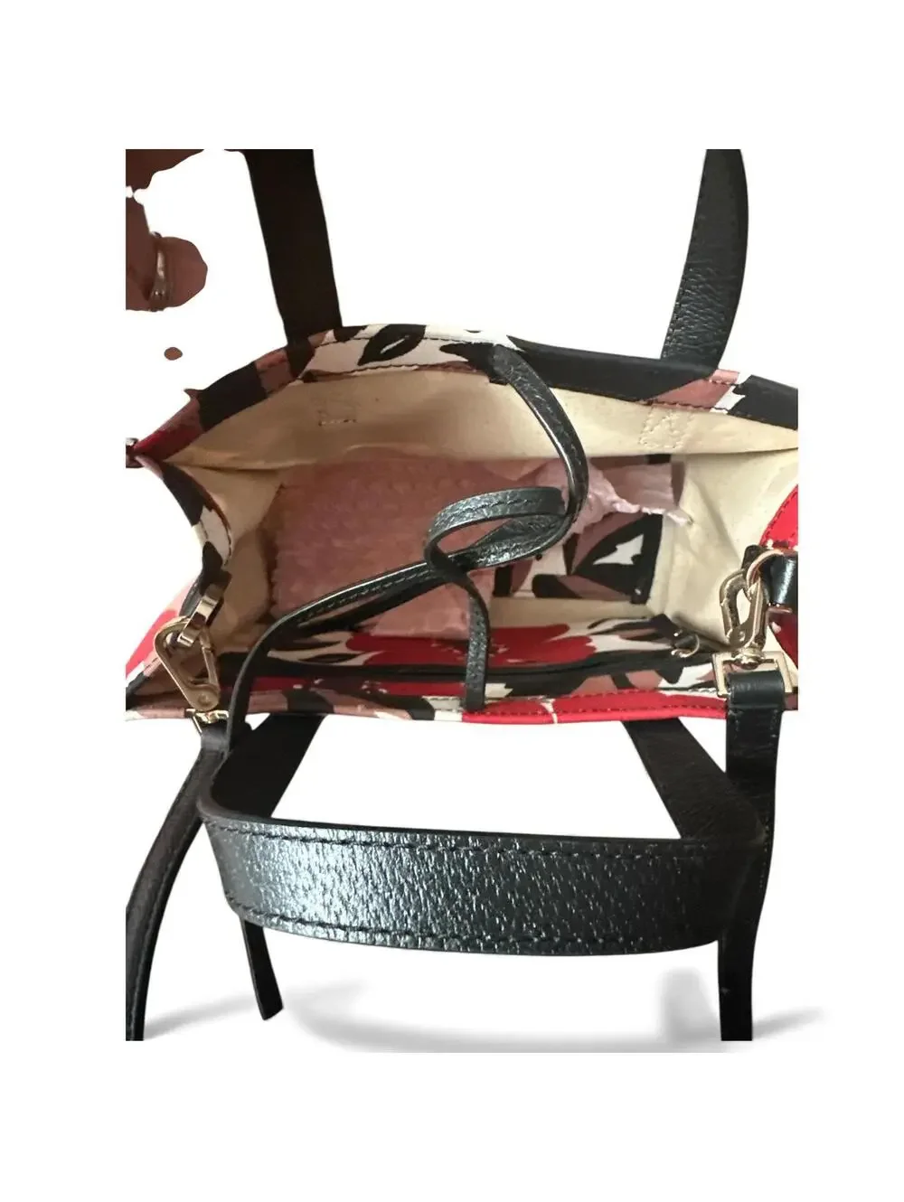 Kate Spade Floral Canvas Bag with Leather Handles & Strap